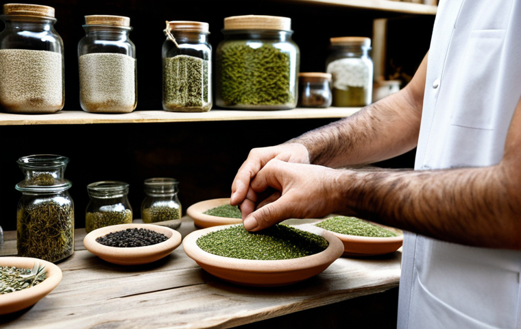 아랍어권에서의 전통 치료법 - Traditional Healer's Consultation**

"A respected traditional Arab healer (Hakim) in a modest, profe...
